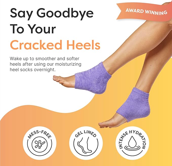 ZenToes Moisturizing Socks for Cracked Heel Treatment, Vitamin E, Olive Oil and Jojoba Oil Infused Heel Socks, Spa Gifts for Women, Mothers Day Gifts (Fuzzy Lilac Purple, Regular)