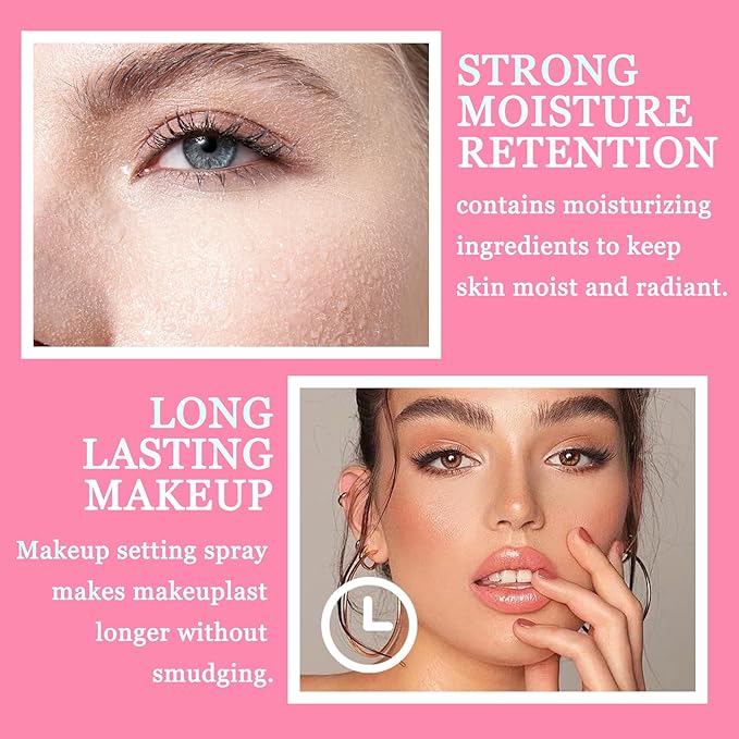 2PCS Dewy and Matte Setting Spray,Long-lasting Makeup Setting Spray for 12 HR Wear,Hydrating Oil Control Face Makeup Mist Set,Waterproofing Facial Mist for Natural Finish, 2.03 Fl Oz