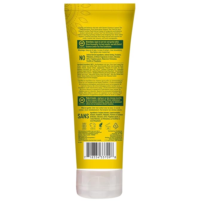 Desert Essence Organics Hair Care Shampoo, Lemon Tea Tree, 8 Ounce