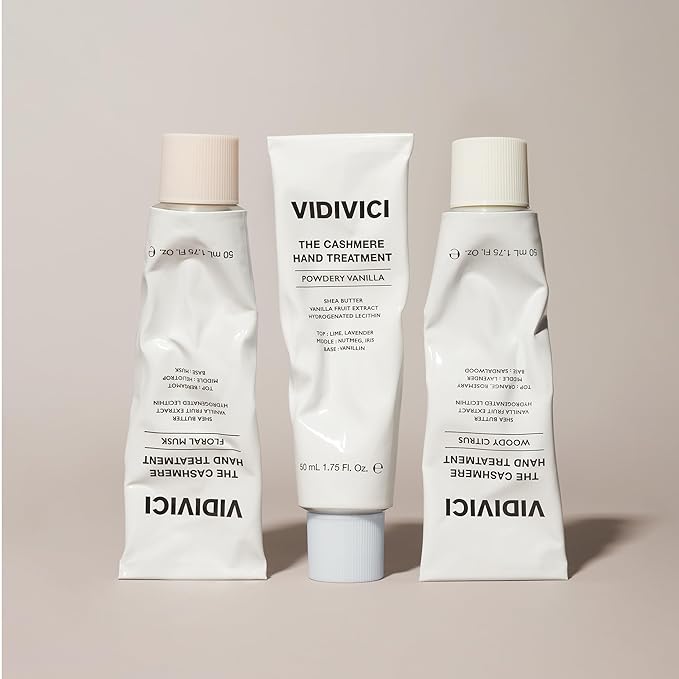 VIDIVICI Cashmere Hand Treatment, Korean Perfume Hand Cream, Deep Hydration with Shea Butter, Lightweight Fast-Absorbing Formula, Powdery Vanilla Scent, 1.75 fl.oz