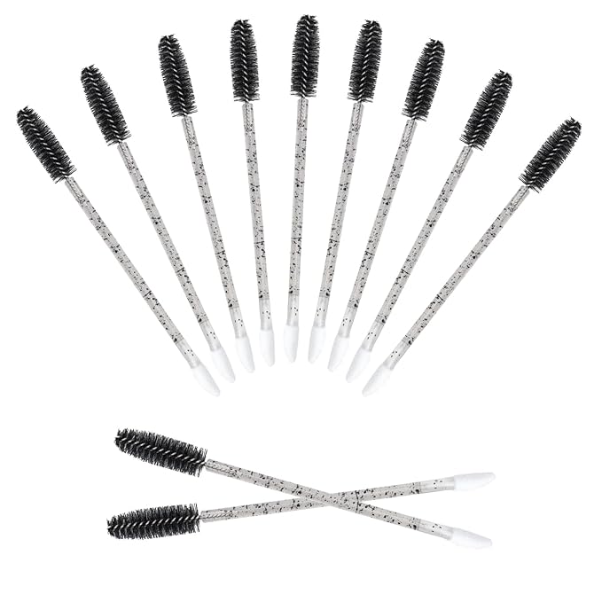 G2PLUS 100pcs Eyelash Brush Lip Brush, Dual Ended Eyelash Extension Brush, Black Mascara Wands and Lipstick Applicator, Portable Makeup Brush for Eyebrow, Lip Gloss and Lash Extension