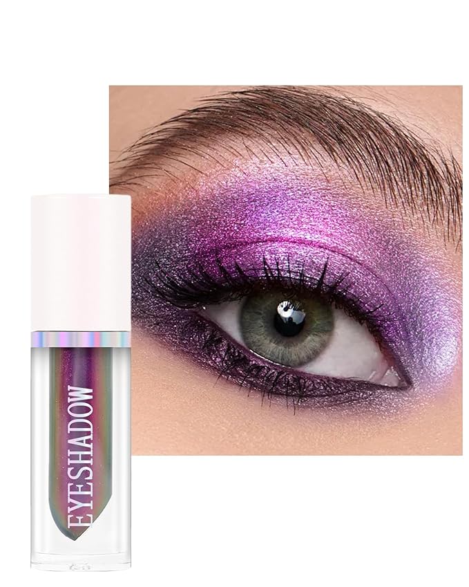 Glitter Liquid Eyeshadow, Chameleon Metallic Long-Lasting Eye Shadow, Holographic Multichrome Shimmer Eyeshadow, Colorful High Pigment Liquid Eye Shadow,Glow in the Dark Party Makeup Gift for Women-05