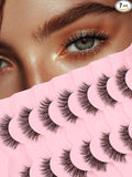Lashes False Eyelashes 13MM Wispy Lashes Pack Fluffy Lash Strips False EyeLashes with Thin Band C Curl Natural Lashes Fake Eyelash 7 Pair Siligli
