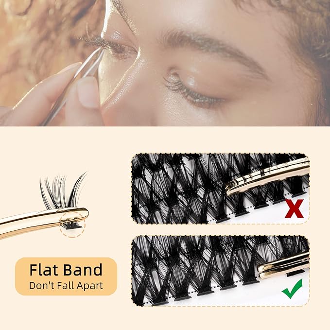 QUEWEL Cluster Lashes 240Pcs Individual Lash 50D 0.07 D Curl Mix8-14mm Lash Extensions Clusters Lashes Soft&Natural False Eyelashes Individual DIY Eyelash Extension at Home(50D 0.07D mix-8-14)
