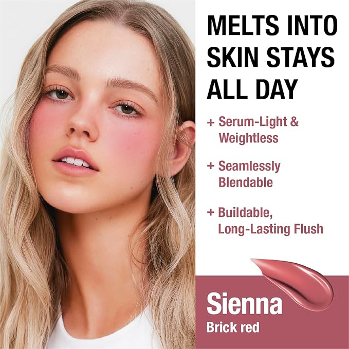 DEAR DAHLIA Petal Drop Liquid Blush (Sienna) - US Exclusive Color, Natural Dewy Glow Serum Blush, Buildable & Blendable, Sheer Watercolor Finish, Vegan Korean Makeup for Cheeks, 0.14 oz