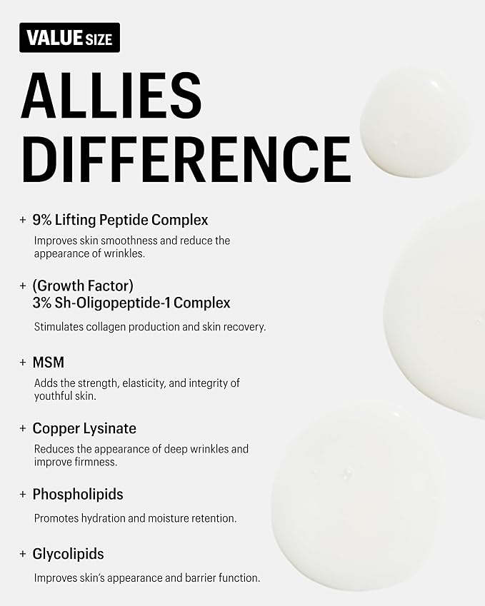 Allies of Skin Multi Peptides & Growth Factor Collagen Boosting Face Serum | Skin Tightening Anti-Aging Complex with 9% Peptides| Firms Sagging Skin & Visibly Reduces Wrinkles (1.7 oz)