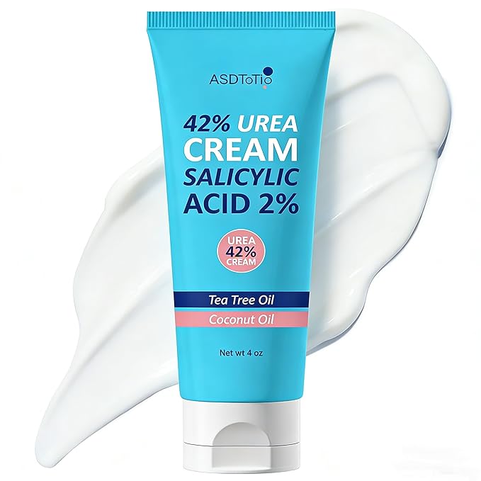 ASDToTio Urea Cream 42% - Foot Care for Dry Cracked Heels, Foot Lotion - With 2% Salicylic Acid, Tea Tree Oil, Shea Butter, Aloe Vera - For Feet, Hands, Heels, Elbows, Knees and More - 4 oz