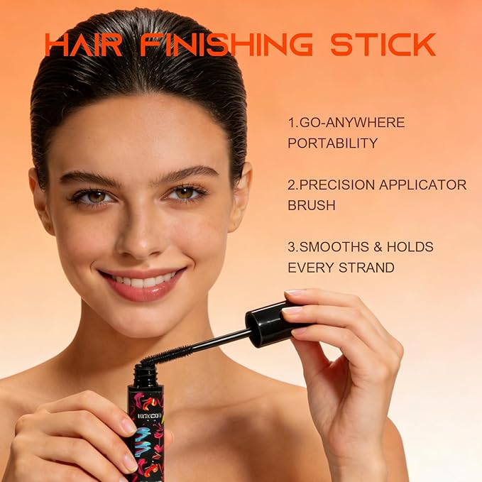 sam sugar Hair Wax Stick for Flyaways, Hair Finishing Stick with Boar Bristle Brush, Slick Back Hair Brush, Control Frizz & Smooth Baby Hairs for Slick Back Styles