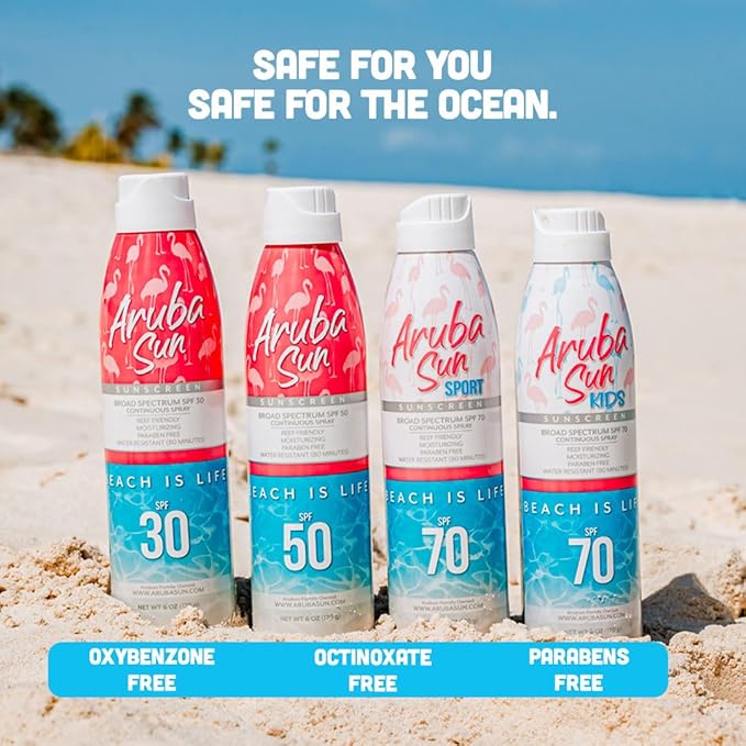 SPF 50 Sunscreen Spray 6oz - Reef Act Compliant no 67 Octinoxate & Oxybenzone Free - Sun Screen Broad Spectrum UVA/UVB - Sunscreen Waterproof and Non-Greasy