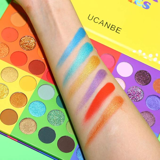 UCANBE 54 Colors Splashy Candies Eyeshadow Palette, Highly Pigmented Matte Shimmer Soft Creamy Glitter Rainbow Bright Powder Eye Shadow Blendable Waterproof Long Lasting Makeup Pallet…