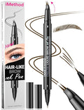 iMethod Curved Eyebrow Pen - Eyebrow Pencil, Brow Pencil 2-in-1 Dual-Ended Microblading Eyebrow Pen with Micro-Fork-Tip and Precise Brush-Tip Create Natural Hair-Like Brows, Last All-Day, Dark Brown