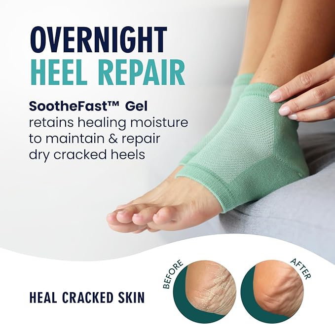 Dr. Frederick's Original Moisturizing Heel Socks for Dry Cracked Heels Treatment - Infused with Olive Oil, Jojoba Oil and Vitamin E - 2 Pairs - Self Care Gifts for Women & Men - Green Aloe