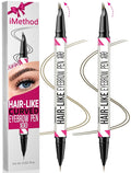 iMethod Curved Eyebrow Pen - Eyebrow Pencil, 2 Count Brow Pencil Dual-Ended with Curved Tip and Precise Brush-Tip for Natural Hair-Like Brows, Last All-Day, Light Brown and Brown Each