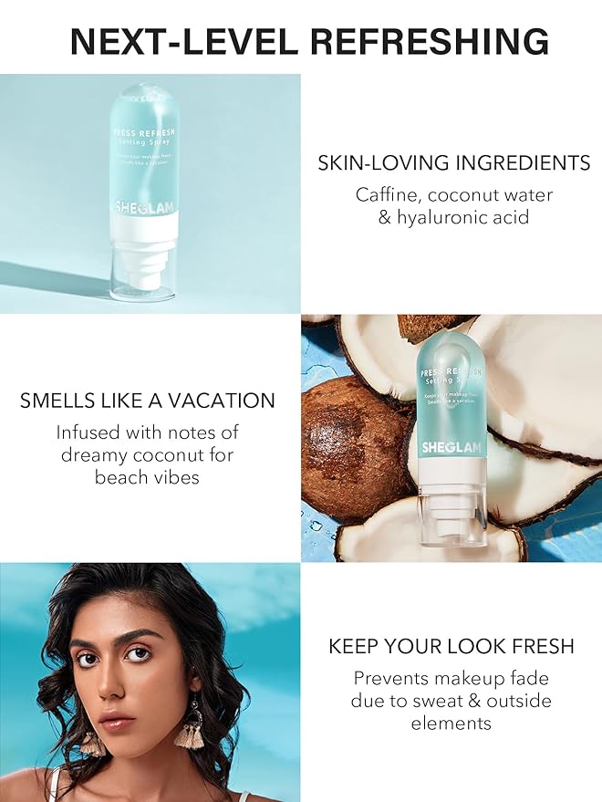 SHEGLAM Press Refresh Setting Spray Moisturizing Long Lasting Makeup Setting Spray Oil-Control Non-Greasy-Green