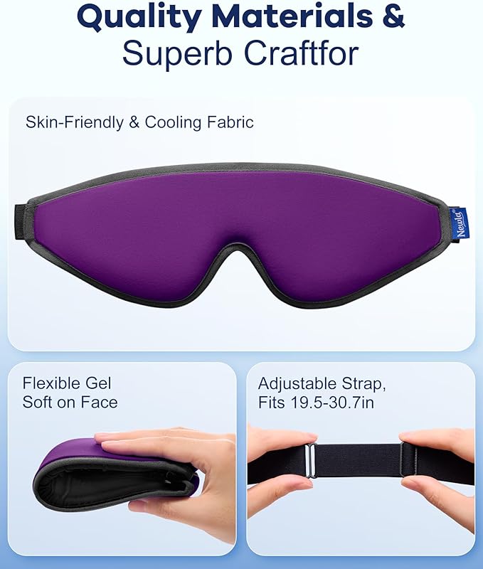 Upgraded Cooling Gel Eye Mask for Puffy Eyes: Larger Full-Eye Cover Design for Ice Cooling Relief, Reusable Cold Compress for Dark Circles, Eye Bags, Fatigue & Migraine(Purple)