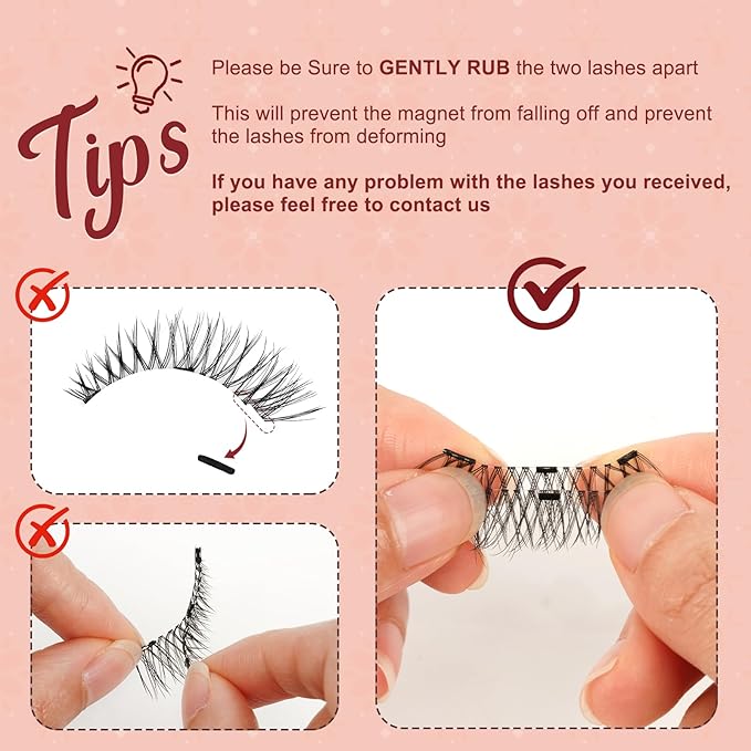 Higu clace Magnetic-Eyelashes with Applicator 2 Pairs Magnetic-Lashes Natural Look Wispy Magnet Lashes Easy to Wear and Remove（DJCX-C+F01）