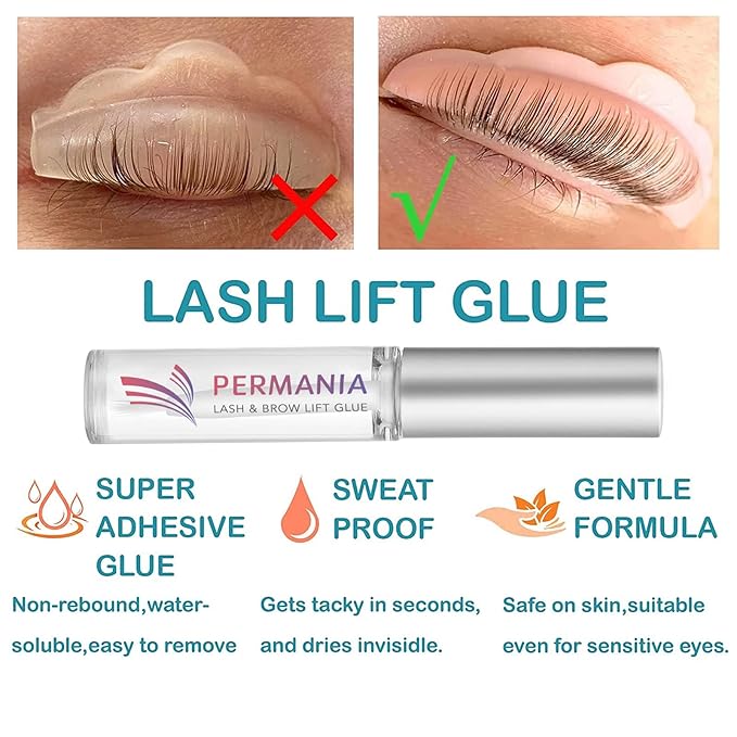 PERMANIA Lash Lift with Black Color Kit, Quick Eyelash & Brow Lamination 15 Mins Coloring Natural Black Result in Lash Enhancers & Primers