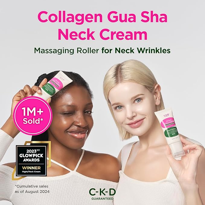 CKD Retino Collagen Gua Sha Neck Cream – Tightening, Lifting & Firming Moisturizer for Turkey Neck & Wrinkle Care, Multi-Use for Face & Décolleté, Anti-Aging Care, Korean Skincare, 1.69 fl oz
