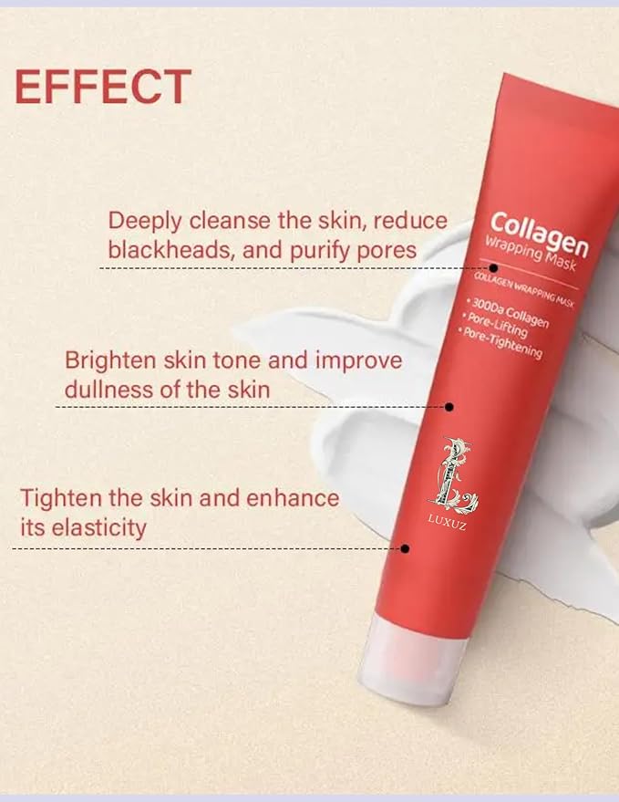 Luxuz Korean Collagen Wrapping & Infusion Peel-Off Mask – Hydrating, Firming, Pore Tightening & Elasticity Boost – Korean Glass Skin Glow – Anti-Aging Collagen Face Mask 70ml