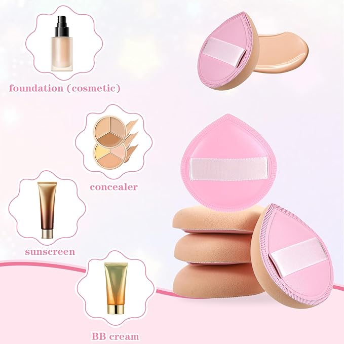 Ymapinc 5Pcs Makeup Sponges for Foundation,Cushion Foundation Puff for Natural and Easy Makeup Soft Reusable Foundations Sponge for Liquid, Pink