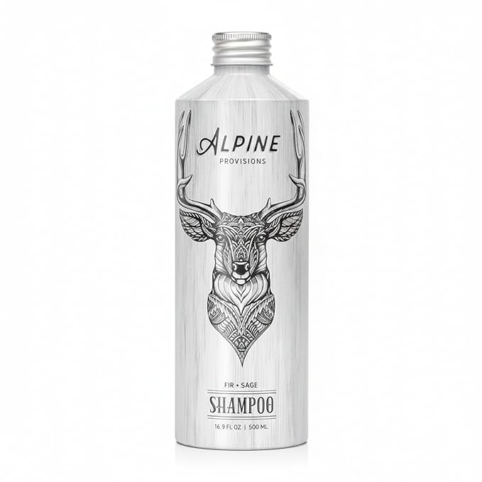 Alpine Provisions Natural & Organic Shampoo with Fir & Sage – Plant-Based Shampoo for Men & Women with Aloe Vera, Jojoba & Essential Oils – Sulfate-Free, Vegan, Hydrating Hair Repair – 16.9 fl oz