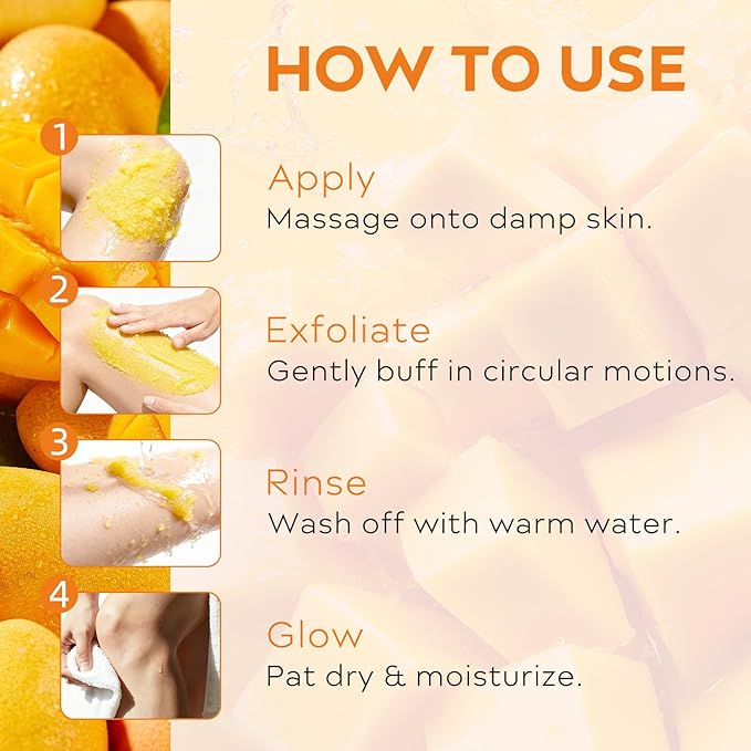 Bikini Area Exfoliator with Mango,Ingrown Hair & Razor Bump Scrub for Bikini,Underarm & Inner Thigh–Skin Smoothing,Moisturizing,Body Scrub For All the Skin (7.05oz)