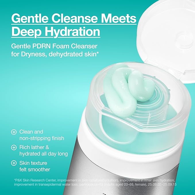 ANUA PDRN Hyaluronic Acid Moisturizing Cleansing Foam, Daily Gentle Face Wash for Dry Skin, Hydrating Facial Cleanser with PDRN, Barrier Repair & Glass Skin, Korean Skincare, 5.07 fl oz.