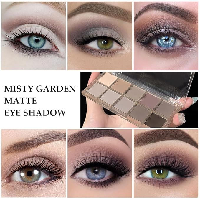 CAKAILA 10 Colors Nude Gray Taupe Matte Eyeshadow Palette,Neutral Nude Eye Shadow Palette,Long Lasting Waterproof Travel Size Makeup Pallete,Vegan,Cruelty -free