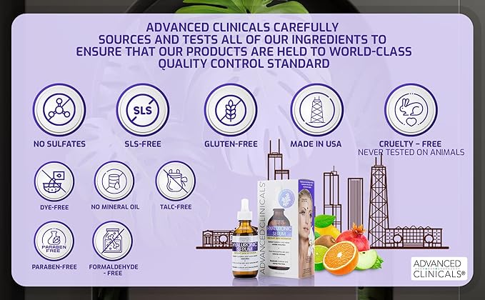 Advanced Clinicals Hyaluronic Acid Moisturizer Face Serum + Collagen Peptide Facial Serum Skin Care Set | Hydrating Serums For Diminishing Appearance Of Wrinkles, Dry Skin, Fine Lines, Set Of 2