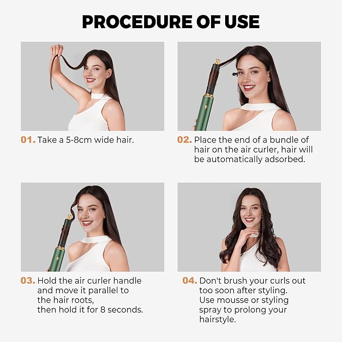 Blow Dryer Brush Set 5 in 1, Hot Air Styler Negative Ion Air Curling Wrap Air Curler Low Heat Hair Care, Round Brush Blow Dryer Hair Styling Tools Gift for Dry,Volumize,Straight,Curl, 110-120V