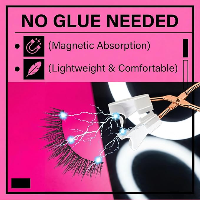 Magnetic Eyelashes, Light Weight Natural Look False Eyelashes with Applicator, Reusable & No Glue Needed