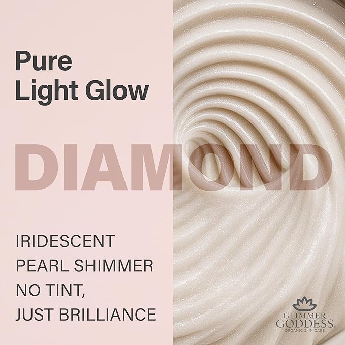 GLIMMER GODDESS Shimmer Body Butter with Organic Whipped Shea Butter for Hydration, Moisturizing & Silky Natural Glow - Diamond Subtle, 4 oz