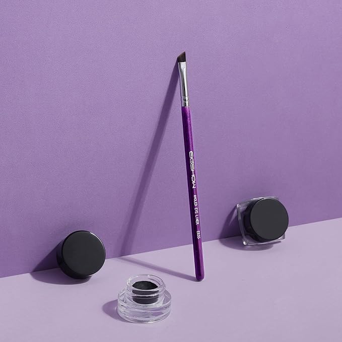 Eyeliner Brush Fine Angled - PRO Precision Gel Eye Liner Makeup Brush -Ultra Thin Slanted Flat Angle - Premium Cruelty Free Synthetic Bristles (E835 Purple)