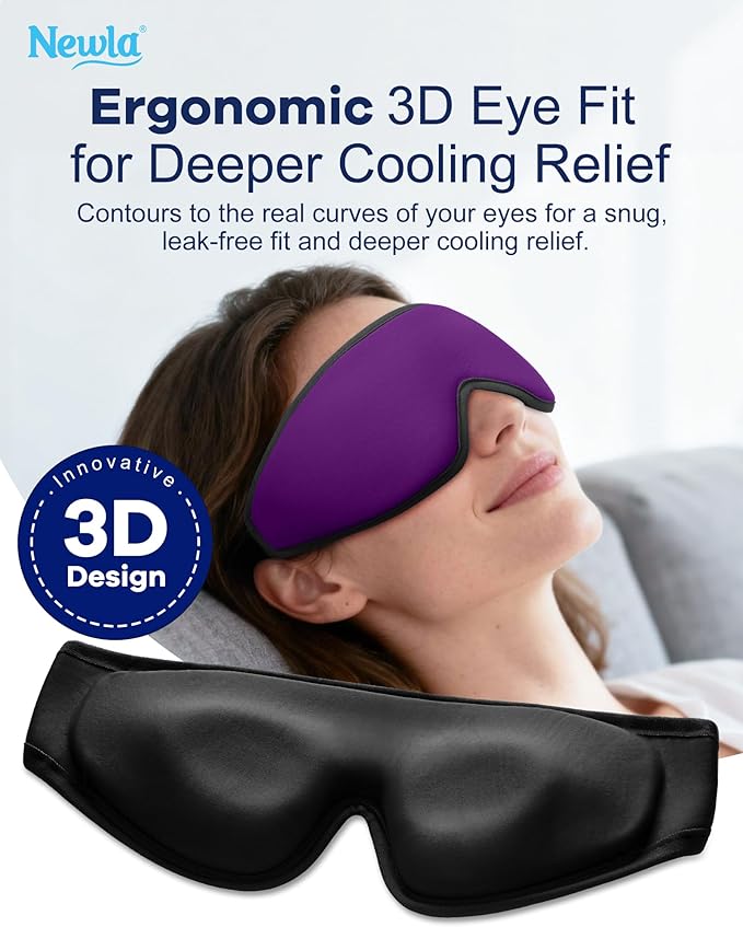 Upgraded Cooling Gel Eye Mask for Puffy Eyes: Larger Full-Eye Cover Design for Ice Cooling Relief, Reusable Cold Compress for Dark Circles, Eye Bags, Fatigue & Migraine(Purple)