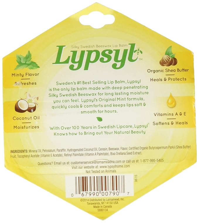 Lypsyl Intense Protection Original Mint, Lip Balm 0.10 oz (Pack of 3)