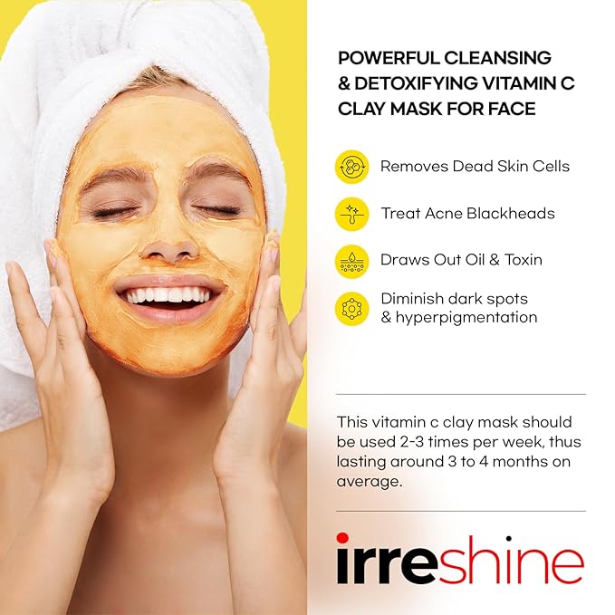 Turmeric Vitamin C Clay Mask: Turmeric Face Mask Vitamin C Clay Mask Clay Mask for Face Clay Face Mask - Vitamin C Clay Mask with Turmeric Vitamin C Face Mask 5.07oz/150ml