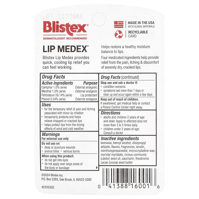 Blistex Lip Medex Lip Protectant - Relieves Chapped and Sore Lips