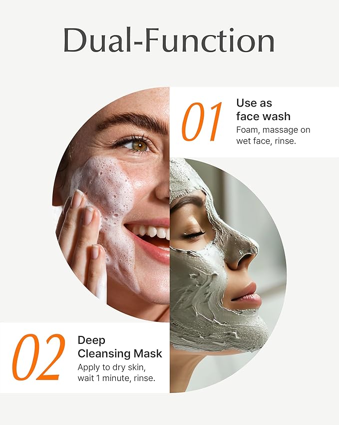 SU:M 2-in-1 One Minute Clay Mask & Facial Cleanser (5.07 fl oz) - Pore Minimizing, Blackhead Remover & Exfoliation, Gentle Hydrating Face Wash for Sensitive Skin, Korean Skin Care