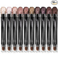 LUXAZA PRO Brown Eyeshadow Stick Makeup Set 10PCS, Neutral Shimmer And Matte Cream Eye Shadow Palette, Metallic Bronze Smoky Eyeliner Brightener Crayon Pencil Kit, Ideal Gift for Women -Ash Rose