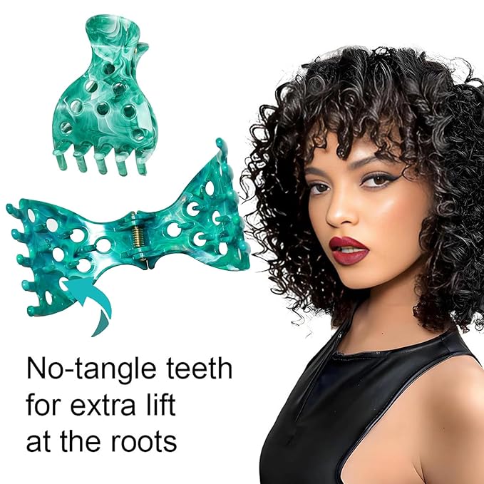 10 PCS Hair Volume Clip for Thick Hair, Root Clips for Curly Hair Volume,Green Blue Claw Clips for Women Root Lifting for Curl