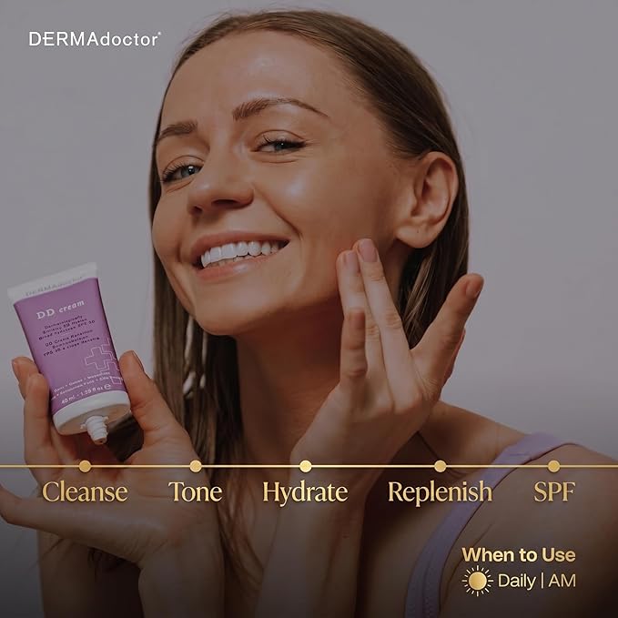 DERMAdoctor Tinted Moisturizer with SPF 30, Mineral DD Cream, Universal Tint Primer, Hydrating Face Moisturizer with SPF, Lightweight Sheer Coverage Broad-Spectrum Zinc Oxide Sunscreen, All Skin Types