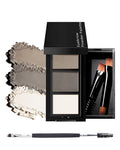 3 Color Eyebrow Powder Palette Kit, Black Gray Brown & Beige Eye Brow Powder for Women, Long-Lasting Waterproof Tinted Brow Filler, With Mirror & Eyebrows Brush Makeup Set, Defined Natural Brows-B03