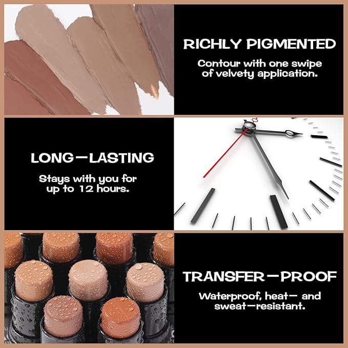 FOCALLURE Cream Contour Stick, Matte Bronzer Stick, Professional Face Shaping & Contouring Stick Makeup, Easy to Apply with Buildable Coverage, Long Lasting & Sweatproof, COFFEE