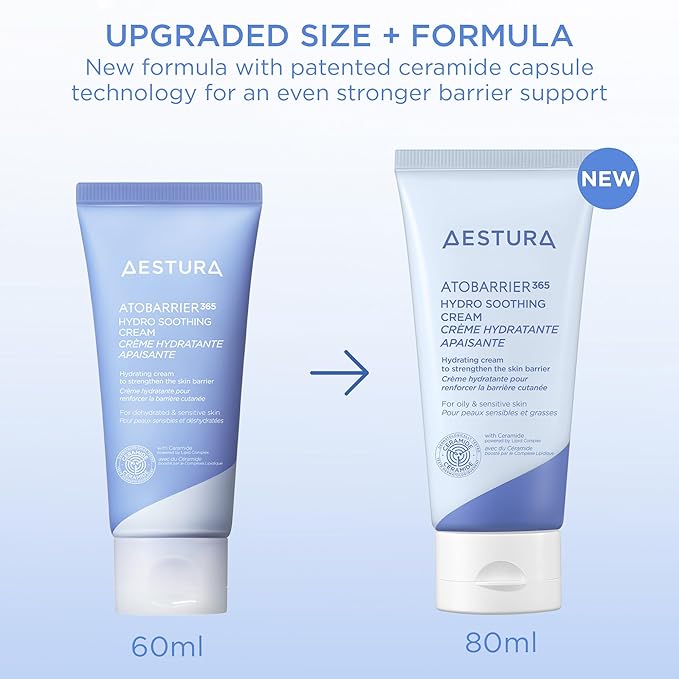 AESTURA ATOBARRIER365 Cooling Hydro Soothing Water Cream Moisturizer with Ceramides & Hyaluronic Acid for Skin Moisture Barrier Repair, 80ml