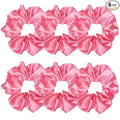 Sufermoe 6 Pcs 4.5 Inch Soft Satin Silk Cherry Pink Hair Scrunchies, Hair Ties for Women and Girls
