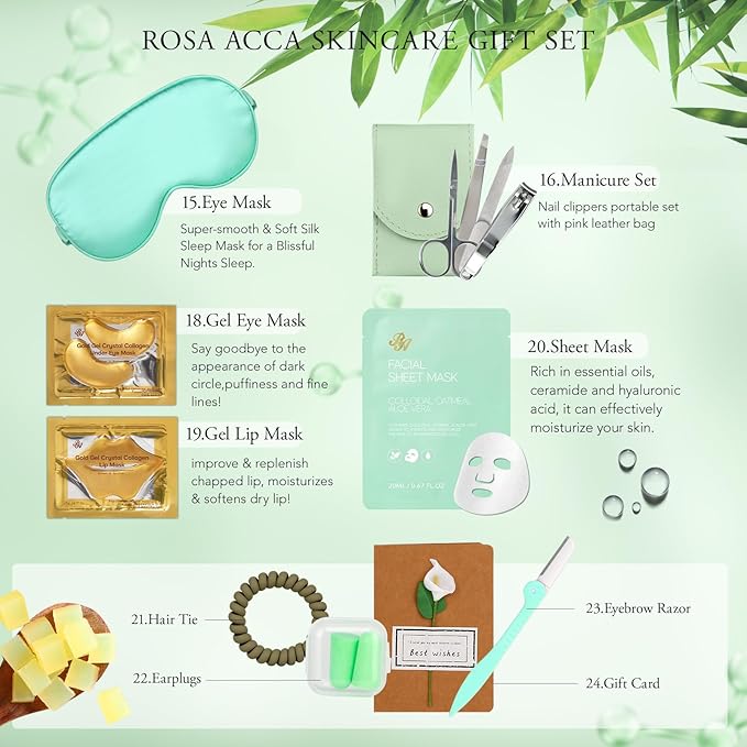30 Pcs Mother's Day Gift for Mom, Facial Skin Care Set for Men & Women, Self-Care Home Spa Gift Basket Set, Tea Tree Essential Oil, Dad, Bath & Body Gift Set, Christmas, Anniversary, Birthday, Wife