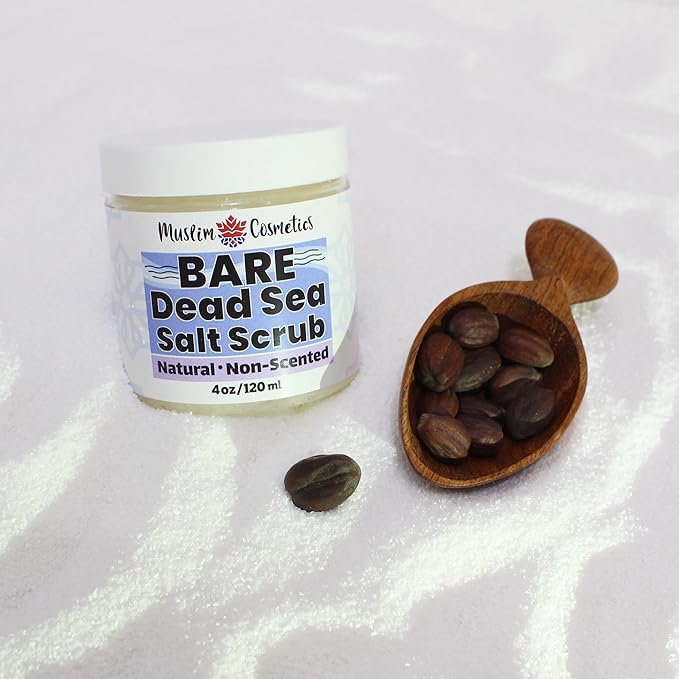 Non-Scented Dead Sea Salt Scrub | Face & Body | Unscented | 100% Natural | Jojoba oil || Made in Canada - Muslim Cosmetics - BARE Scrub (4oz (120ml))