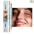 2 Pack Freckle Pen Set – 2-in-1 Dual Ended Microblading Pen & Freckle Stamp, 2 Different Color Combos,Waterproof & 24HR Longwear, Precise 15° Tip for Natural Lifelike Freckle Makeup.