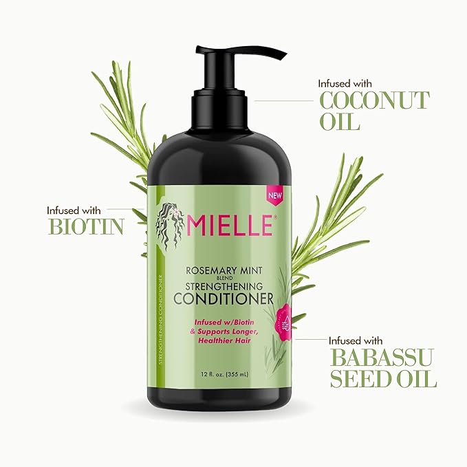 Mielle - Rosemary Mint - Biotin Infused - Encourages Longer Hair Products for Stronger and Healthier Hair - Shampoo & New Conditioner Styling Bundle Set 2 PCS