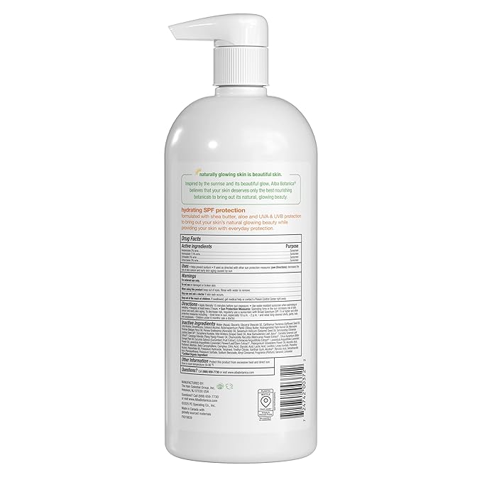 Alba Botanica Daily Moisturizing Lotion SPF 15, Normal to Dry Skin, with Shea Butter and Aloe, 32 Oz (Packaging May Vary)